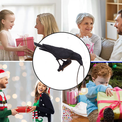 HGomx Raven Desk Lamp, Black Resin LED Bird Lamp for Bedroom/Office/Living Room/Farmhouse Art Deco with Plug (Left)