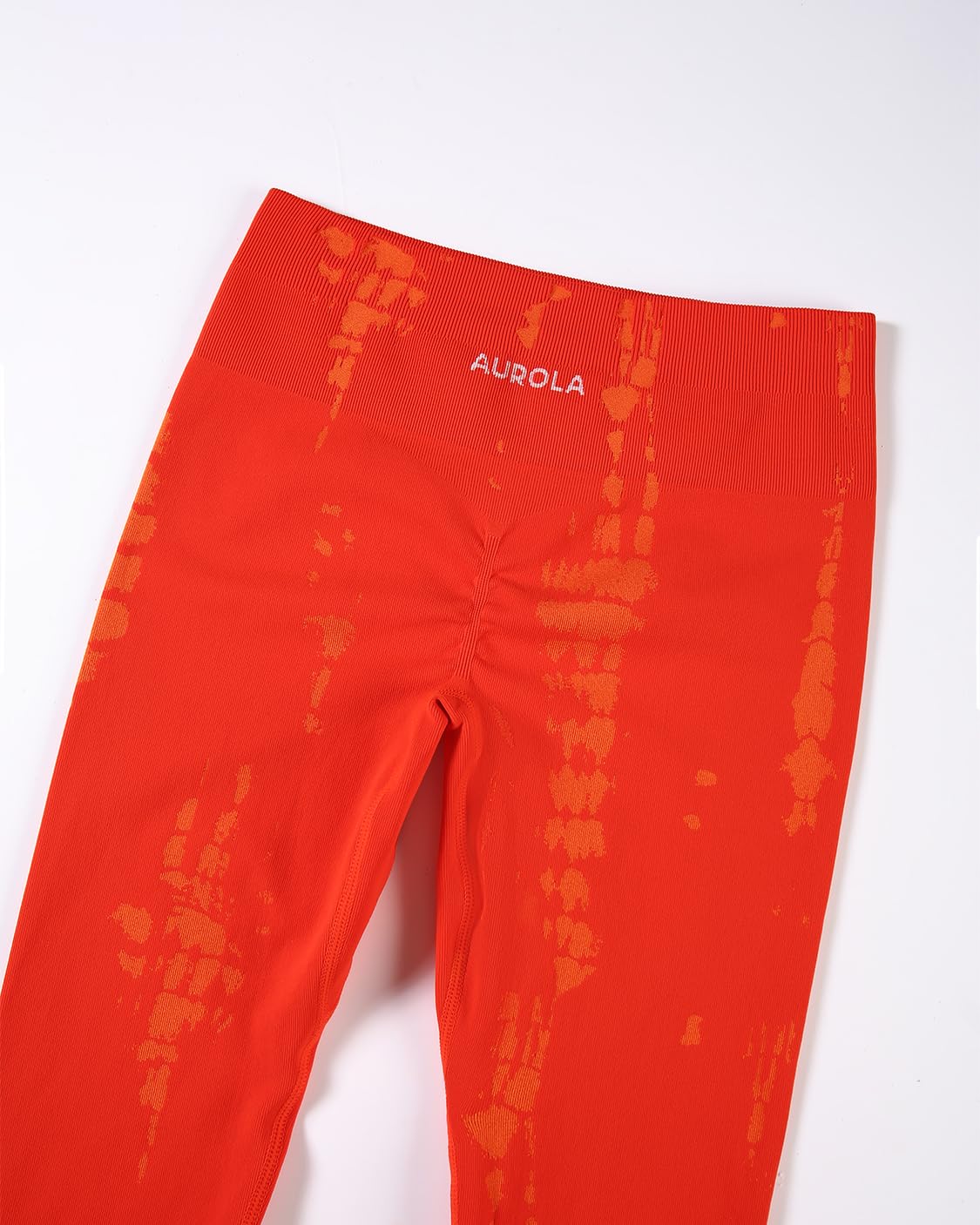 AUROLA Serpent Snake Seamless Scrunch Workout Leggings for Women,Girls Squat Proof Ribbed Thick Active Gym Pants,Halloween Orange,L