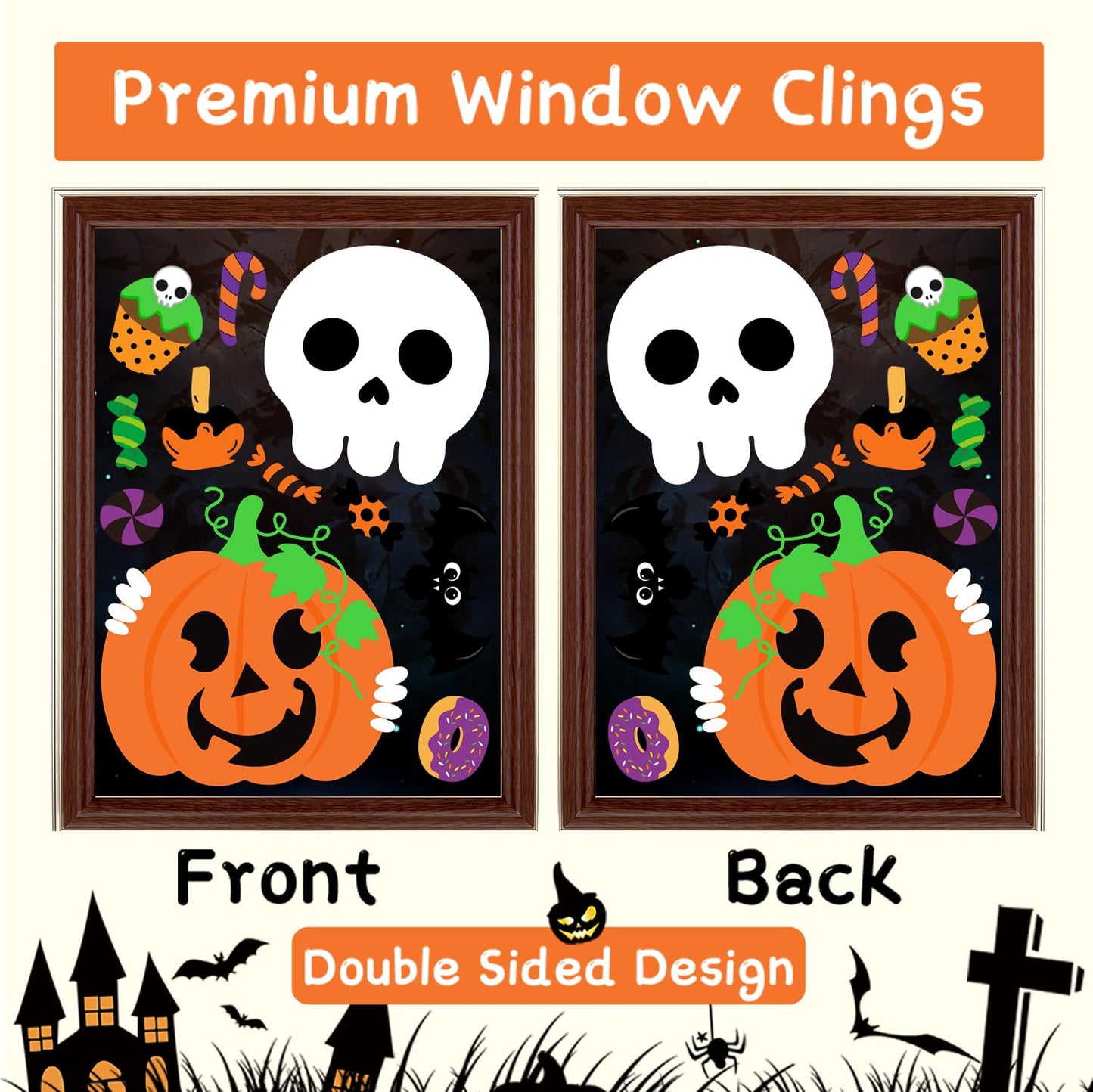 6 Pcs Window Clings - Halloween Decorations With Cute Pumpkin Ghost Stickers and Decals for Party