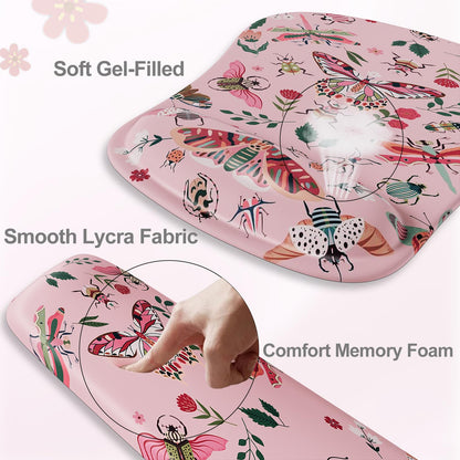 HAOCOO Gel Mouse Pad with Wrist Rest, Ergonomic Keyboard Wrist Rest Memory Foam for Computer Keyboard, 3 in 1 Mouse pad Set with Non-Slip PU Base, Easy Typing & Pain Relief (Pink)