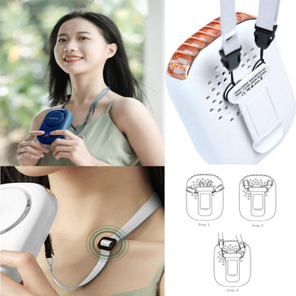 AOCOOLFAN Portable Neck Fan, Mini Small Personal Handheld Fan USB Rechargeable 3 Speed for Girls Boys Woman Eyelash Travel Home Office Outdoor (navy blue)