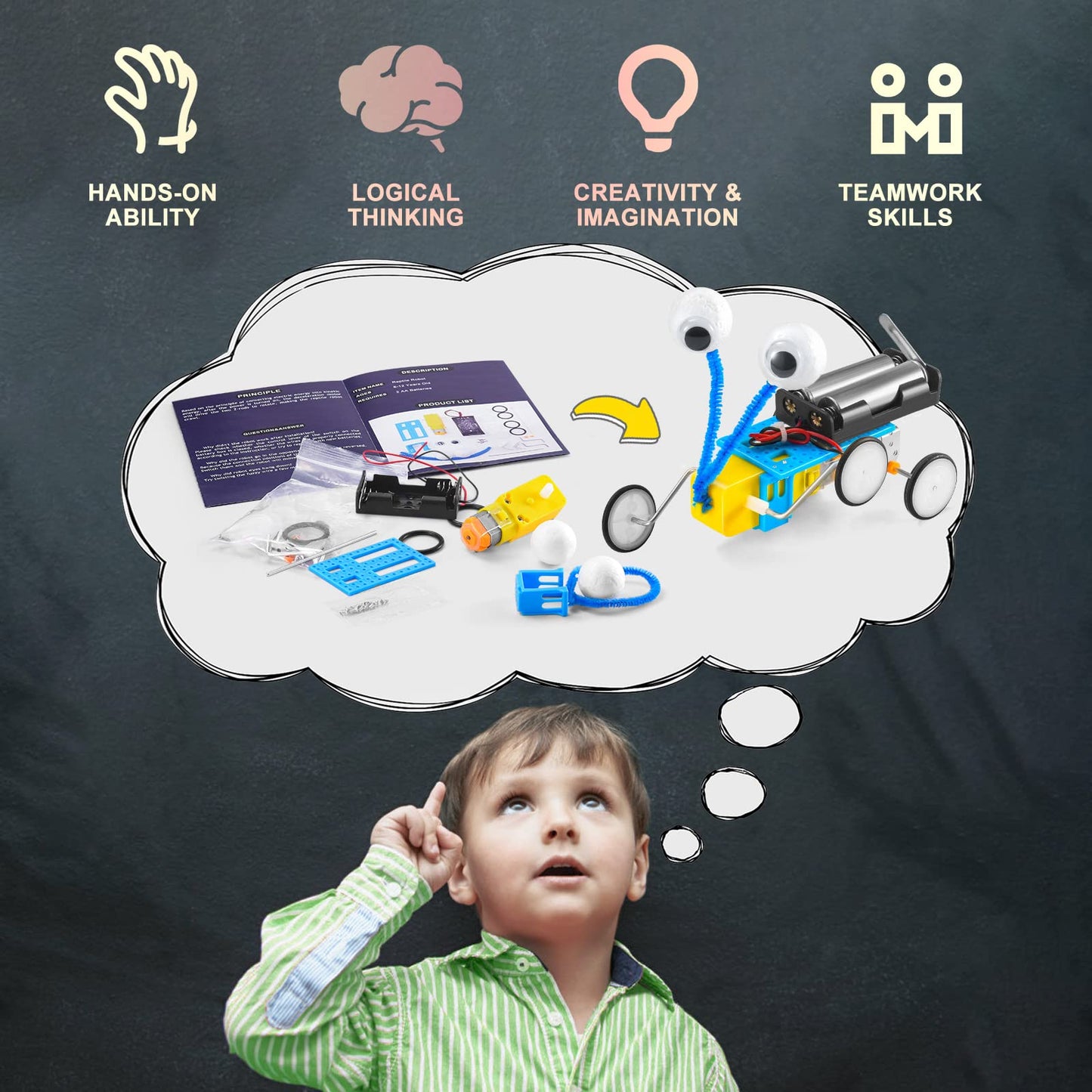 BeAndge STEM Robotics Kit - 6 Set STEM Toys for Age 8-13 8-10, Kids Crafts for Girls Boys Toys Gifts 6 7 8 9 10 Year Old Birthday Gifts, Engineering Science Robot Building Kits for Kids Age 8-12 6-8