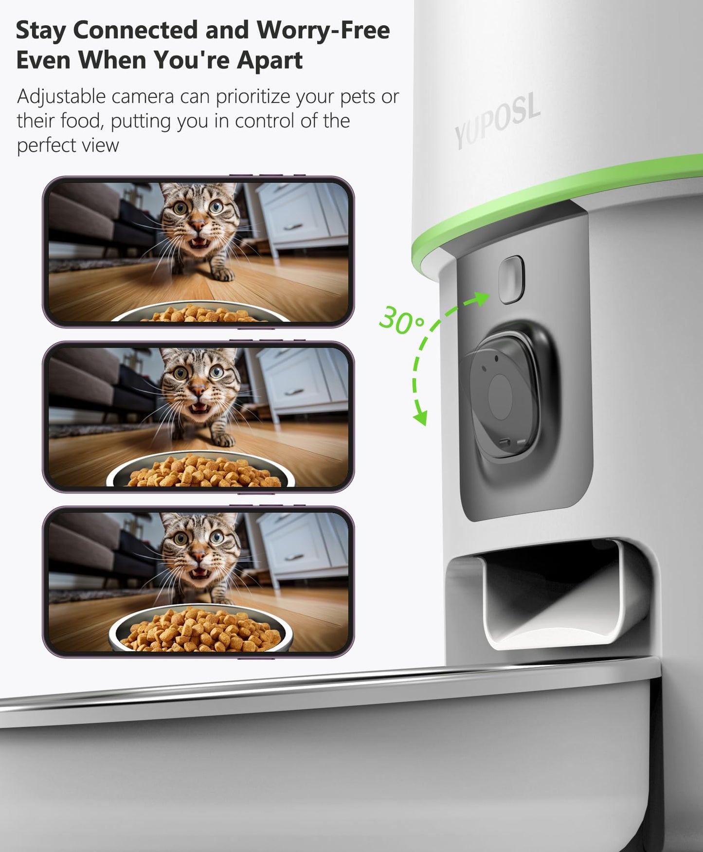 Automatic Cat Feeder with Camera - 5G WiFi Auto Cat Food Dispenser, 1080P HD Video with Night Vision, 1-15 Meals, 1-99 Portions, 2-Way Audio, Keeps Food Fresh, Timed Pet Feeder Also for Dogs
