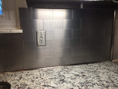 Art3d 100-Pieces Peel and Stick Stainless Steel Backsplash Self-Adhesive Metal Tiles, 3" x 6" Subway Stove Backsplash (Not Magnetic)