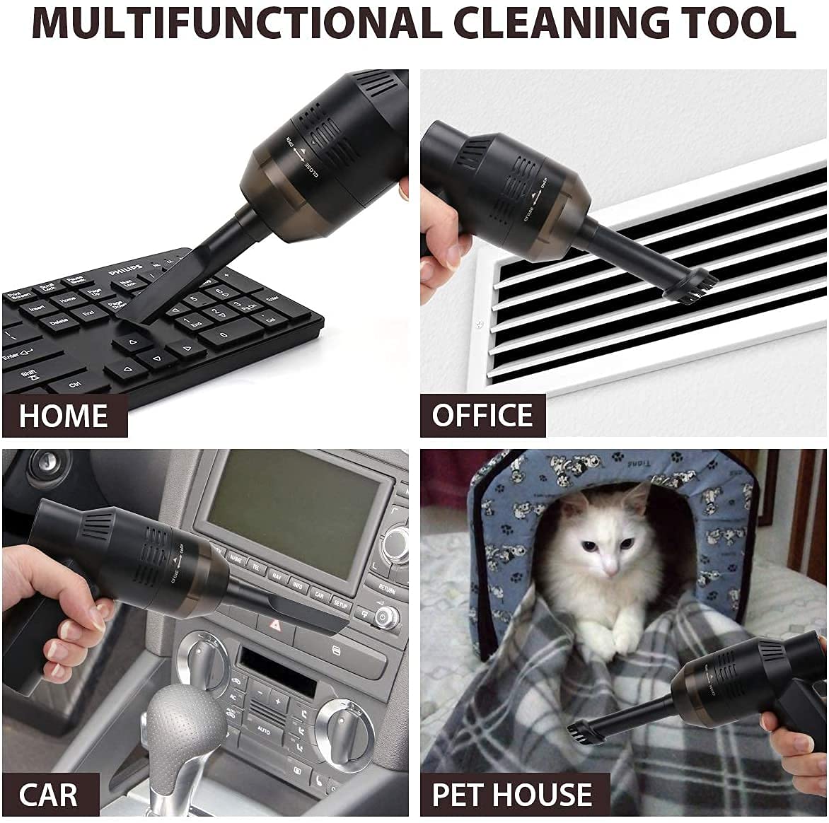 Honlibey New Cordless Mini Computer Vacuum, Portable Vacuum Cleaner Keyboard Cleaner Kit - Cleaning Dust, Hairs, Crumbs, Scraps, Ash for Laptop, Keyboard, Computer,Car, Pet House, Sewing Machine
