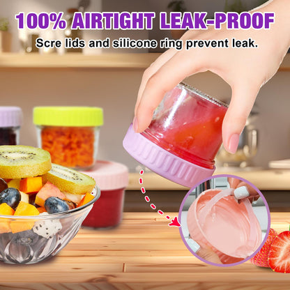 8 Pack Glass Baby Food Storage Containers, 4 oz Baby Food Storage Jars With Lids, Microwave, Dishwasher & Freezer Safe, BPA-Free Baby Food Jars, Suitable for Toddler Foods, Fruit , Purees, Snack