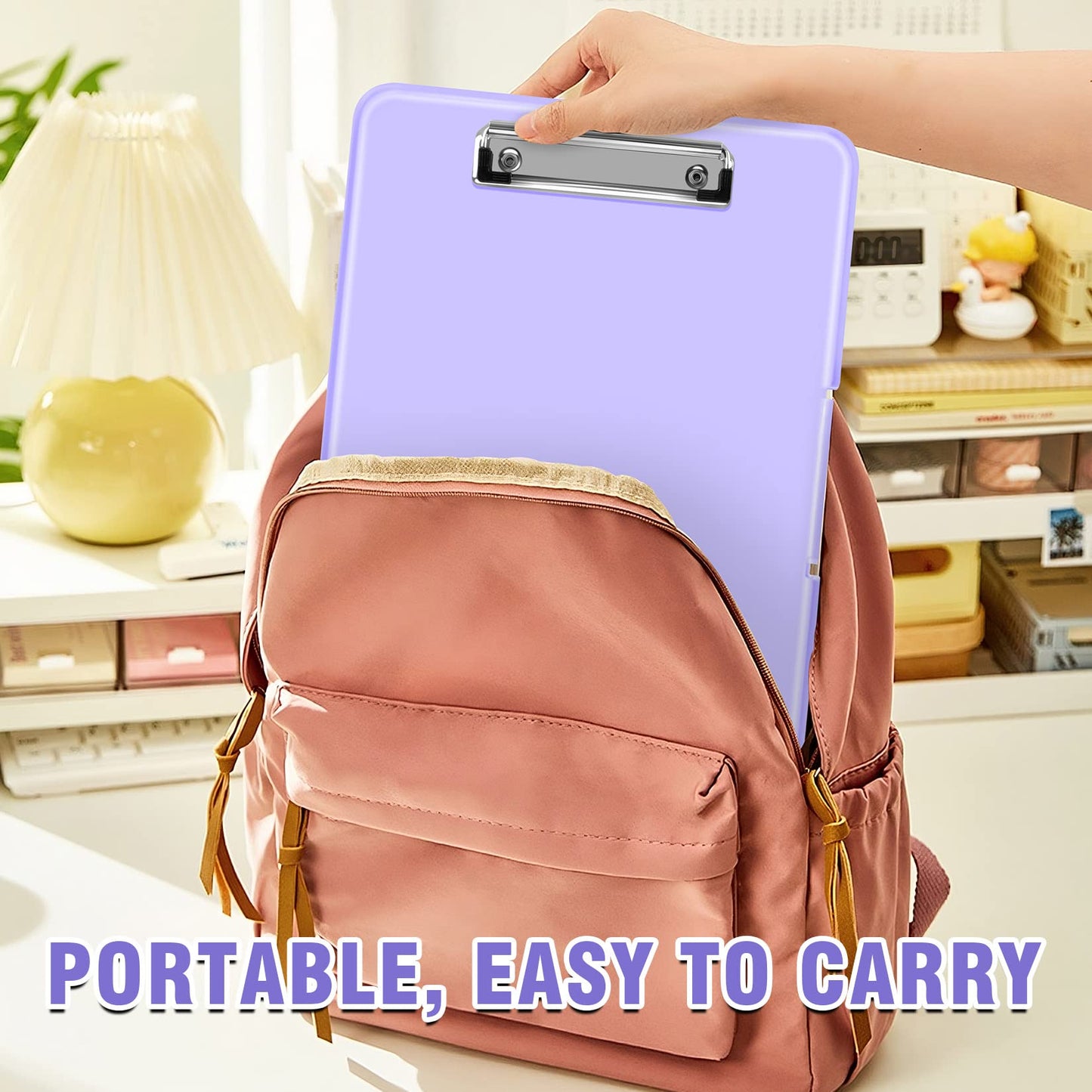 ANZNKU Storage Clipboard Heavy Duty, Clipboard with Storage 13x9.6 inches, Side Opening Plastic Clipboards, Nursing Clip Board Foldable, Letter Size Smooth Writing for Work, Study(Light Purple)