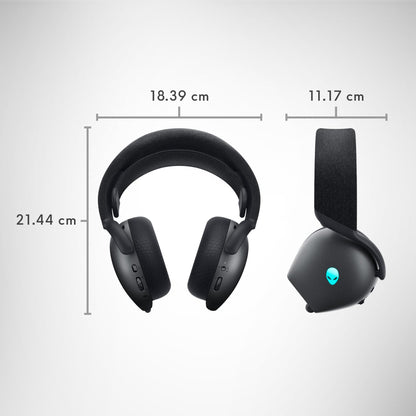 Alienware Tri-Mode Wireless Gaming Headset AW725H - Wired/Wireless, Bluetooth 5.3, Audio Output - 20 Hz, Mini-Phone (3.5mm), Battery Talk Time Up to 55 Hrs (Bluetooth), Dark Side of The Moon