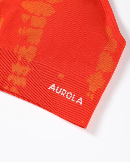 AUROLA Serpent Seamless Sports Bras for Women,Backless Padded Strappy Workout Gym Yoga Crop Tops,Halloween Orange,S