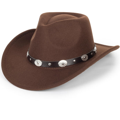 IZUS Western Outback Felt Cowboy Hat for Women Cowgirls-Fedora Rodeo-Hat 22"-22.75" fit for Medium