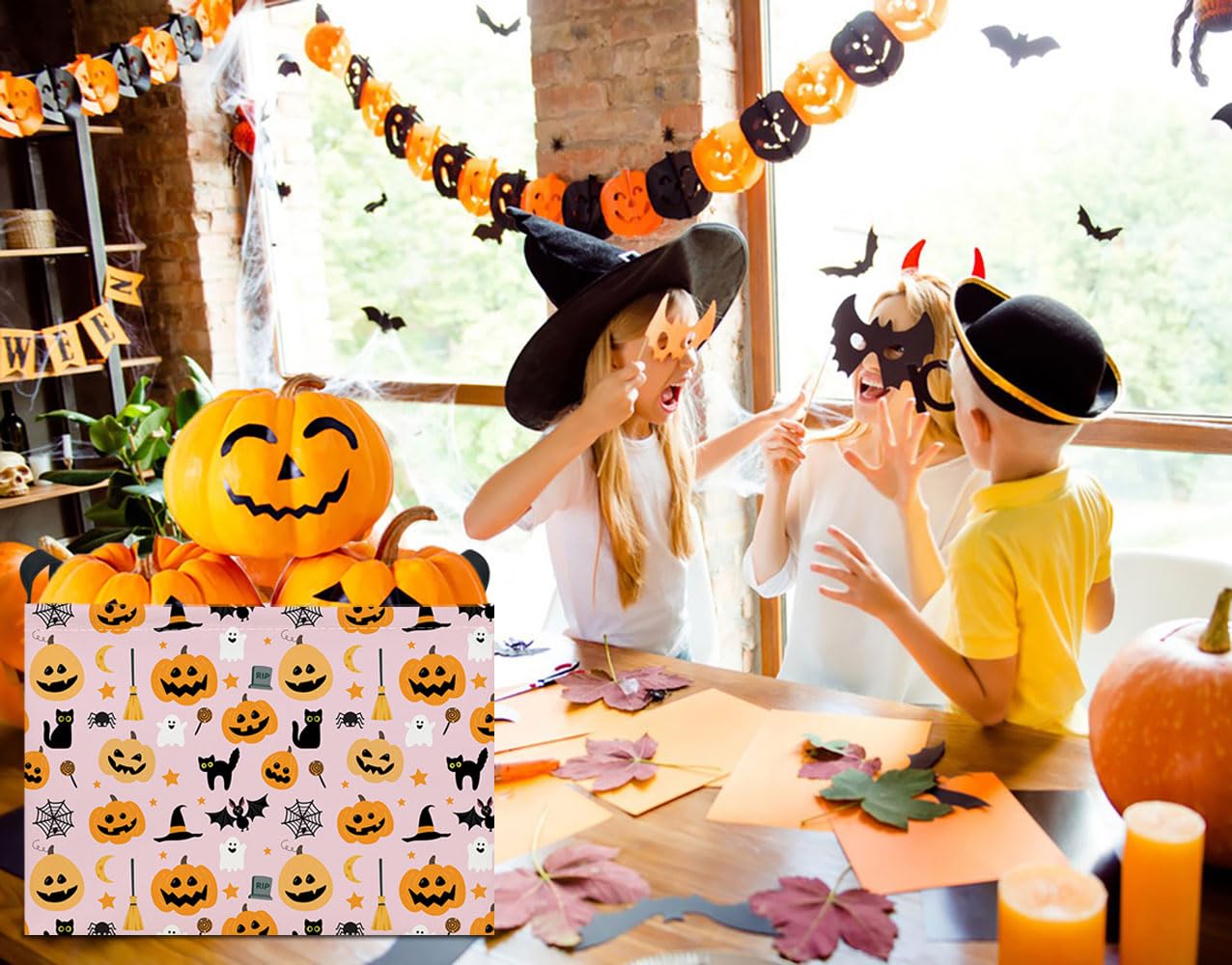 HKEC Rectangle Storage Basket with Handles,Collapsible Storage Bin,Books Box,Gift Basket(Halloween Cat Basket)