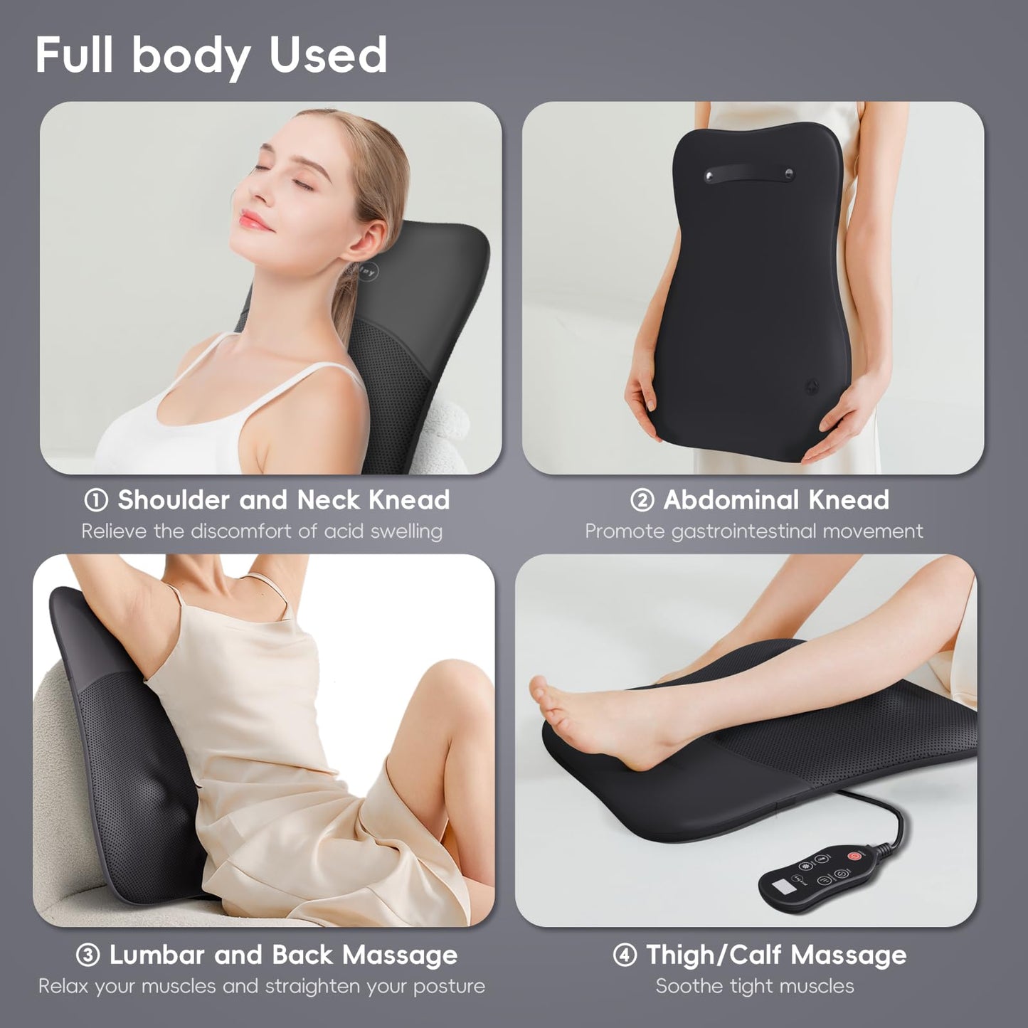 Back Massager, Ultrathin Rolling Up and Down Back Massage with Heat 4D Kneading & Red Light Therapy for Pain Relief Deep Tissue,Shoulder Massager Gift for Men Women Parents Relaxation at Office Car