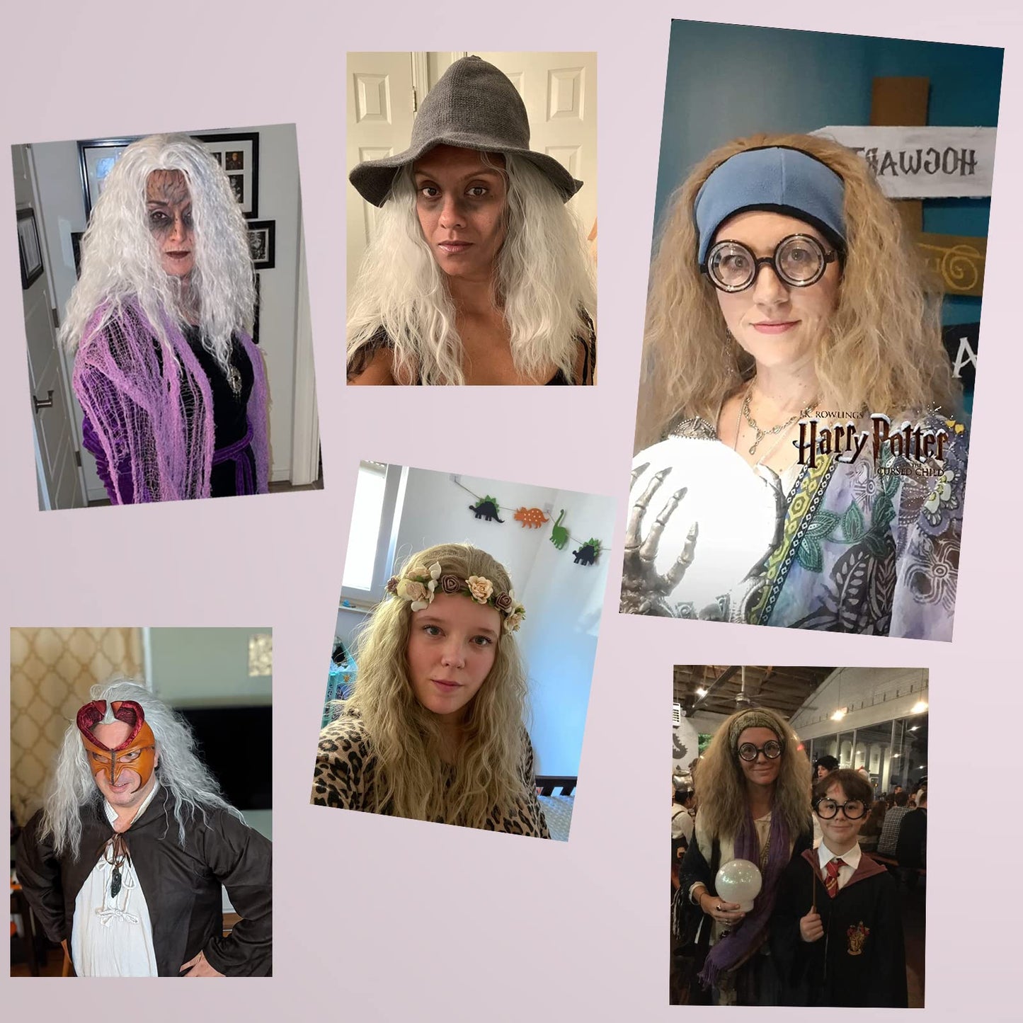 iCos Old Lady Wig - Long Curly Fluffy Dirty Silver Grey Witch Hair Wig for Grandma, Halloween Costume, Movie Cosplay, Punk Style - Adult Men & Women