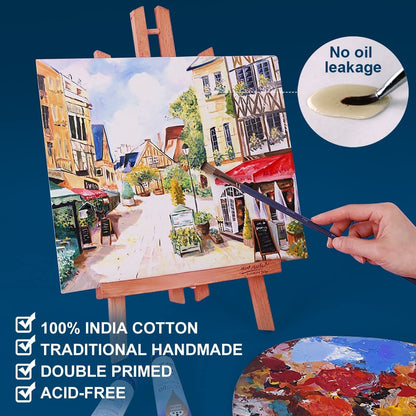 Artkey Canvases for Painting, 8x10 Inch 4-Pack, 10 oz Primed 100% Cotton White Blank Canvas Boards, Art Supplies Canvas Panels for Oil Acrylics Watercolor & Tempera Paints