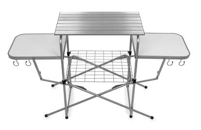 Camco Olympian Deluxe Portable Grill Table - Provides Plenty of Room for Grilling Gear While Camping - Folding Grilling Table Collapses for Compact Storage - Supports Up to 100lb (57293)