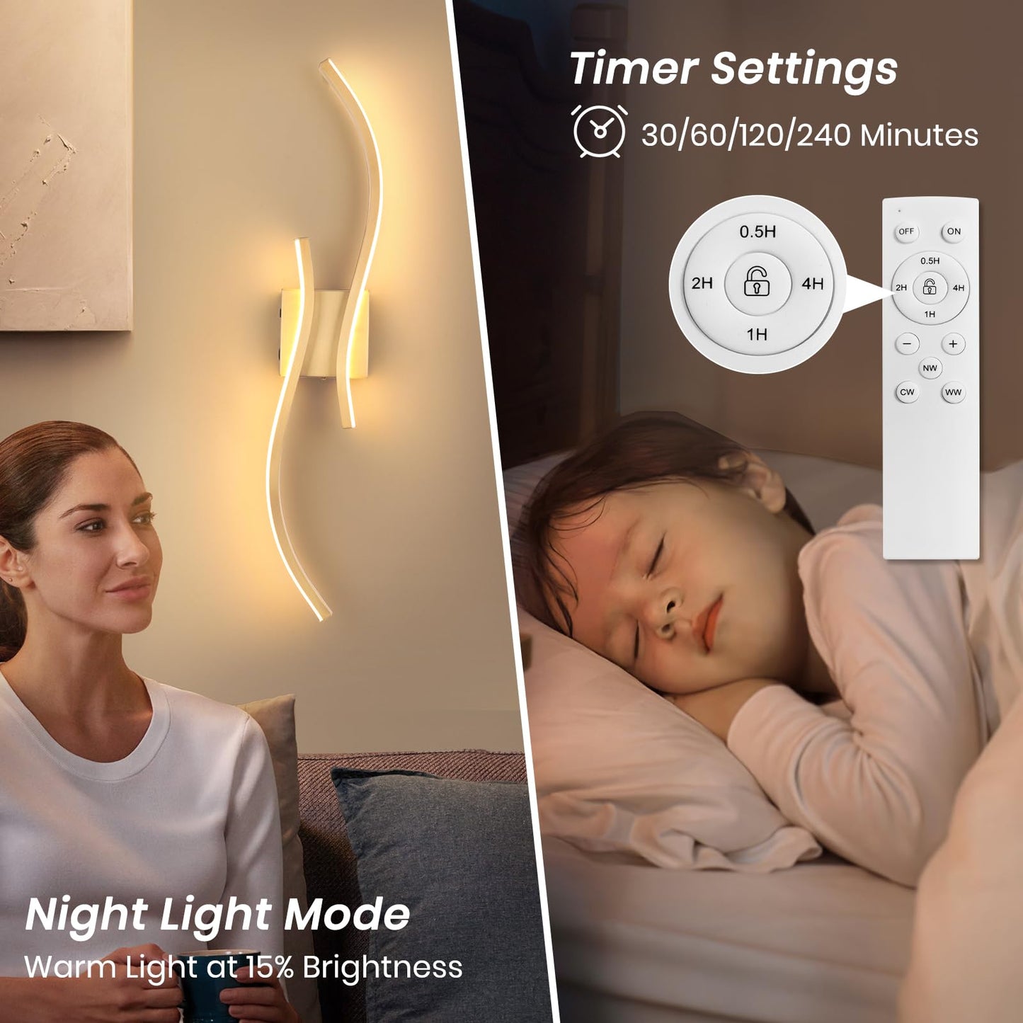 CANEOE Battery Operated Wall Sconces with Remote Control,10000mAh USB Rechargeable Gold Wall Light,3000K-6000K LED Wireless Wall Lamp for Bedroom,Hallway,Background Wall,31.5inch,1 Pack
