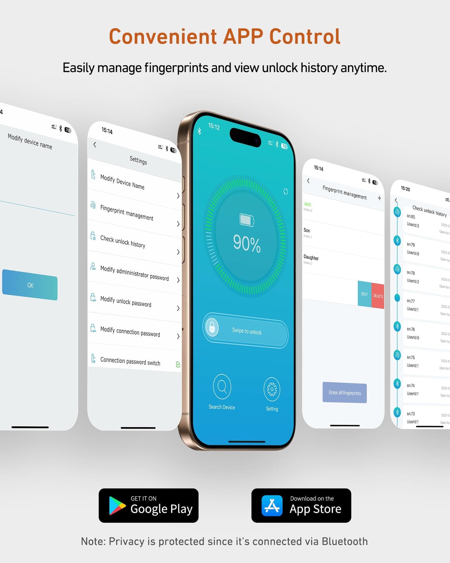 BILLCONCH Smart Gun Safe with Security Cable - Biometric Pistol Safe for Handgun 4 Ways Quick Access with Fingerprint/Keypad/Key/APP Lock, for Nightstand Bedside Home Car with LCD and Voice Guide