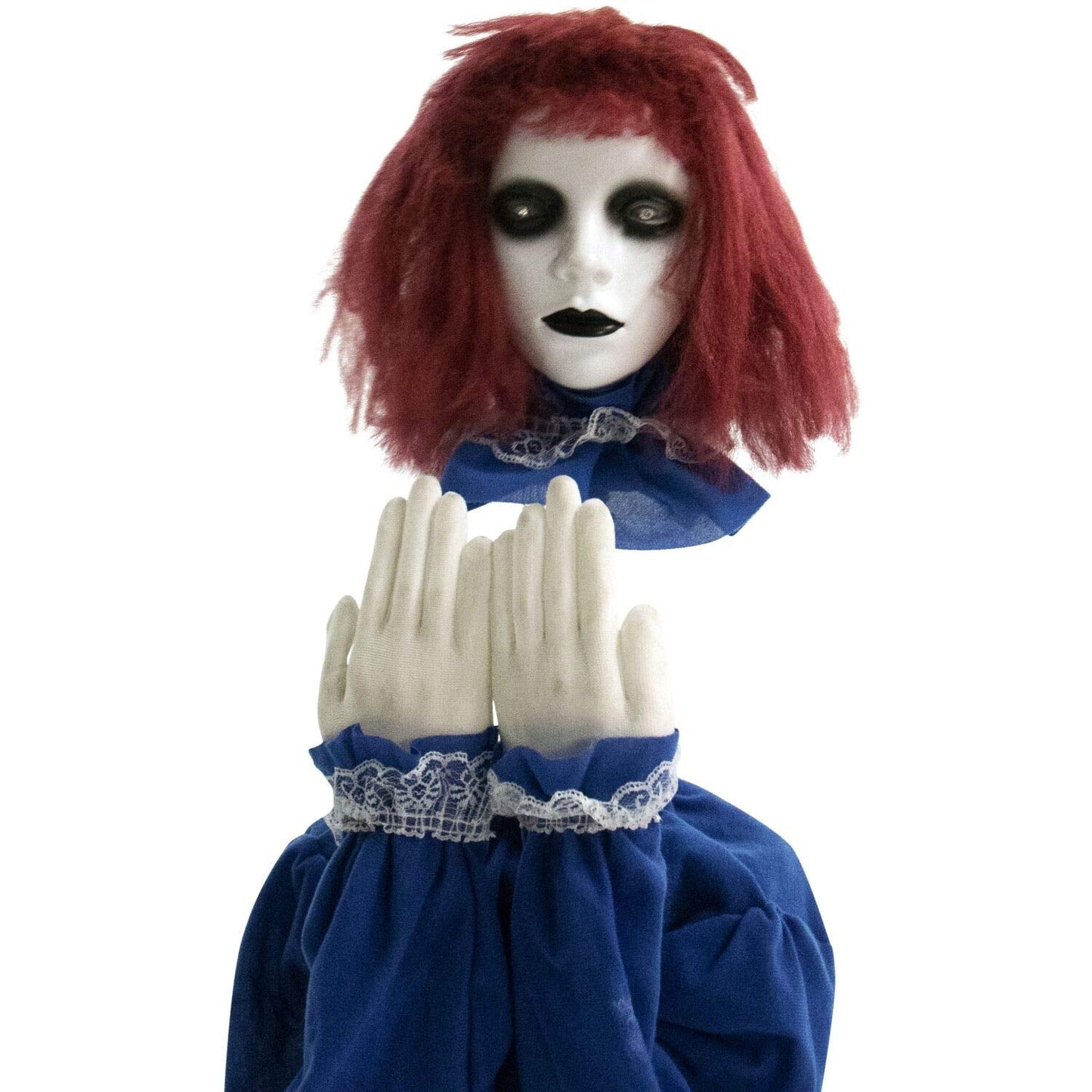 Haunted Hill Farm Scary Pop-up Haunted Doll Halloween Animatronic with Touch Activated Lights and Sound, Battery Operated Indoor or Covered Outdoor Halloween Decorations, Creepy Halloween Props