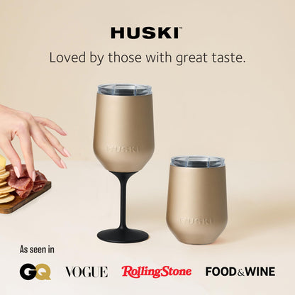 Huski Wine Tumbler 2.0 | NEW | Award-winning Design with Detachable Stem | Premium Stainless Steel Wine Glass with Lid | Triple Insulated Tumbler | 12oz Capacity | Great Gift (Brushed Stainless)