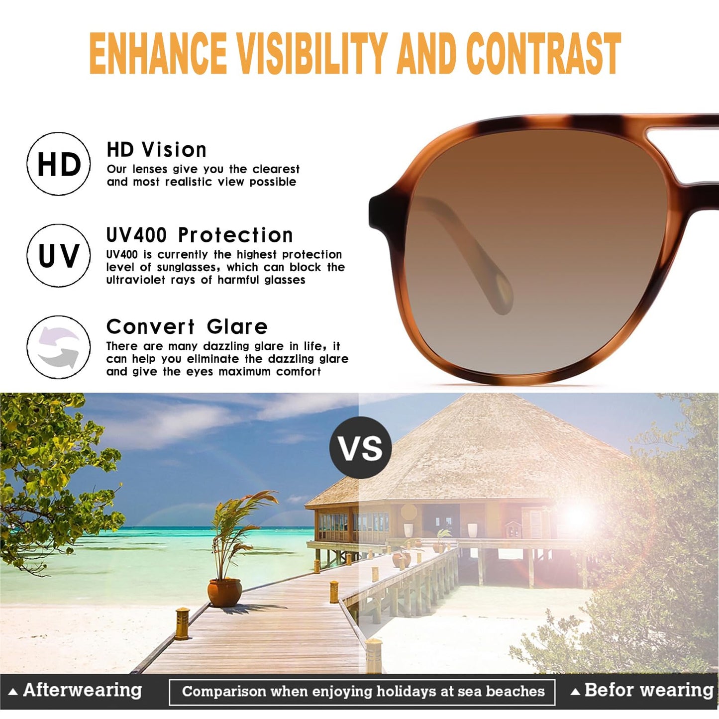 Arjien Polarized Aviator Sunglasses for Women Men, Trendy Square Womens Mens Sunglasses, 70s Retro Aviators, UV400 Protection