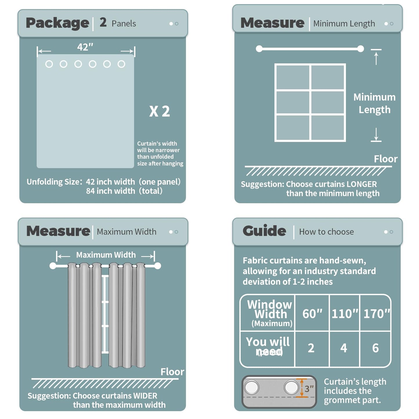 BGment Blackout Curtains for Bedroom 63 Inches Long - Navy Blue Room Darkening Thermal Insulated Sunlight Blocking Grommet Window Drapes for Kids Boys Room, Set of 2 Panels, 42 x 63 Inch
