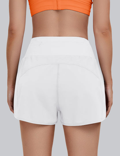 BMJL Women's High Waisted Athletic Shorts Pocket Workout Shorts Gym Sporty Running Shorts(M,White)