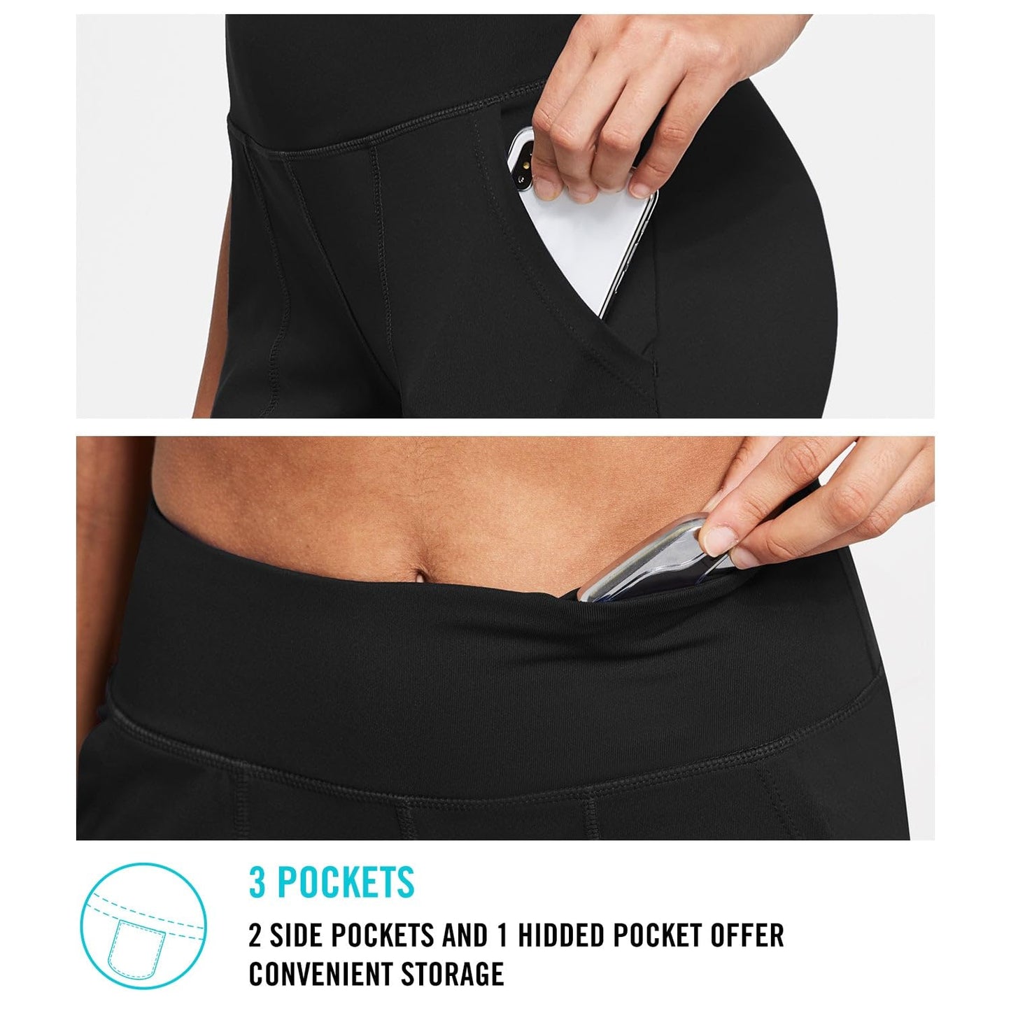 baleaf Women's 10" Bermuda Long Shorts Running Athletic Shorts High Waisted Casual Summer Knee Length Black Size L