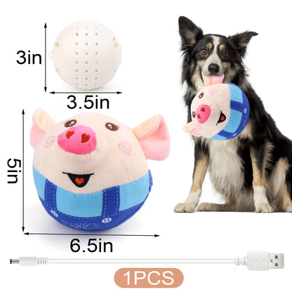 BABORUI Interactive Dog Toys Pig, Jumping Squeaky Dog Toys with Recording and Music Modes, Rechargeable Moving Dog Chew Toys for Small/Medium/Large Dogs to Keep Them Busy(Blue Pig)