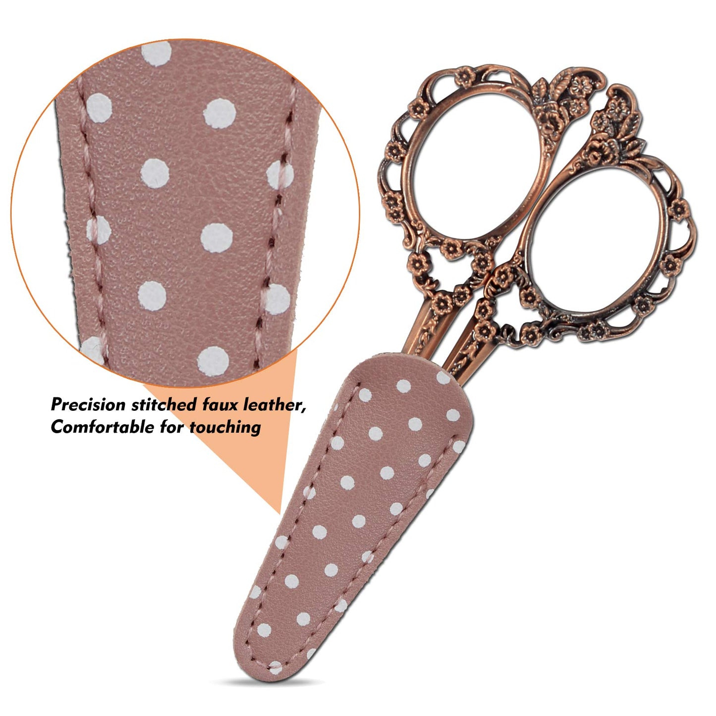 Hisuper 4.5inch Sewing Embroidery Scissors with Leather Scissors Cover, Crafting Sharp Scissor Stainless Steel Craft Shears Scissor for Needlework Manual Sewing Handicrafts Tool