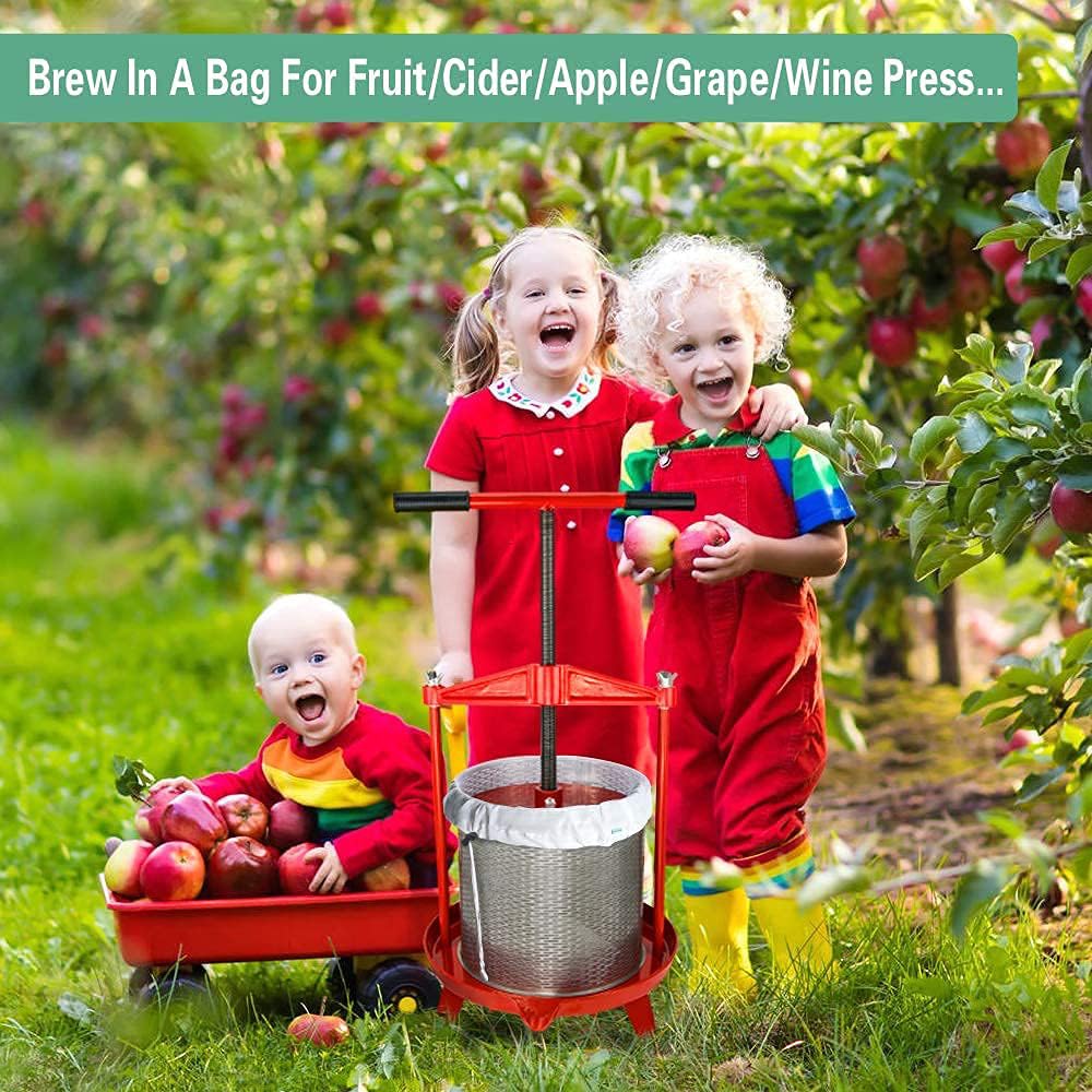 Bellamei Brew Bags Extra Large Reusable 2 Pack 250 Micron Fine Mesh Bag for Fruit Cider Apple Grape Wine Press Drawstring Straining Brew in a Bag (2 pack-22"×26")