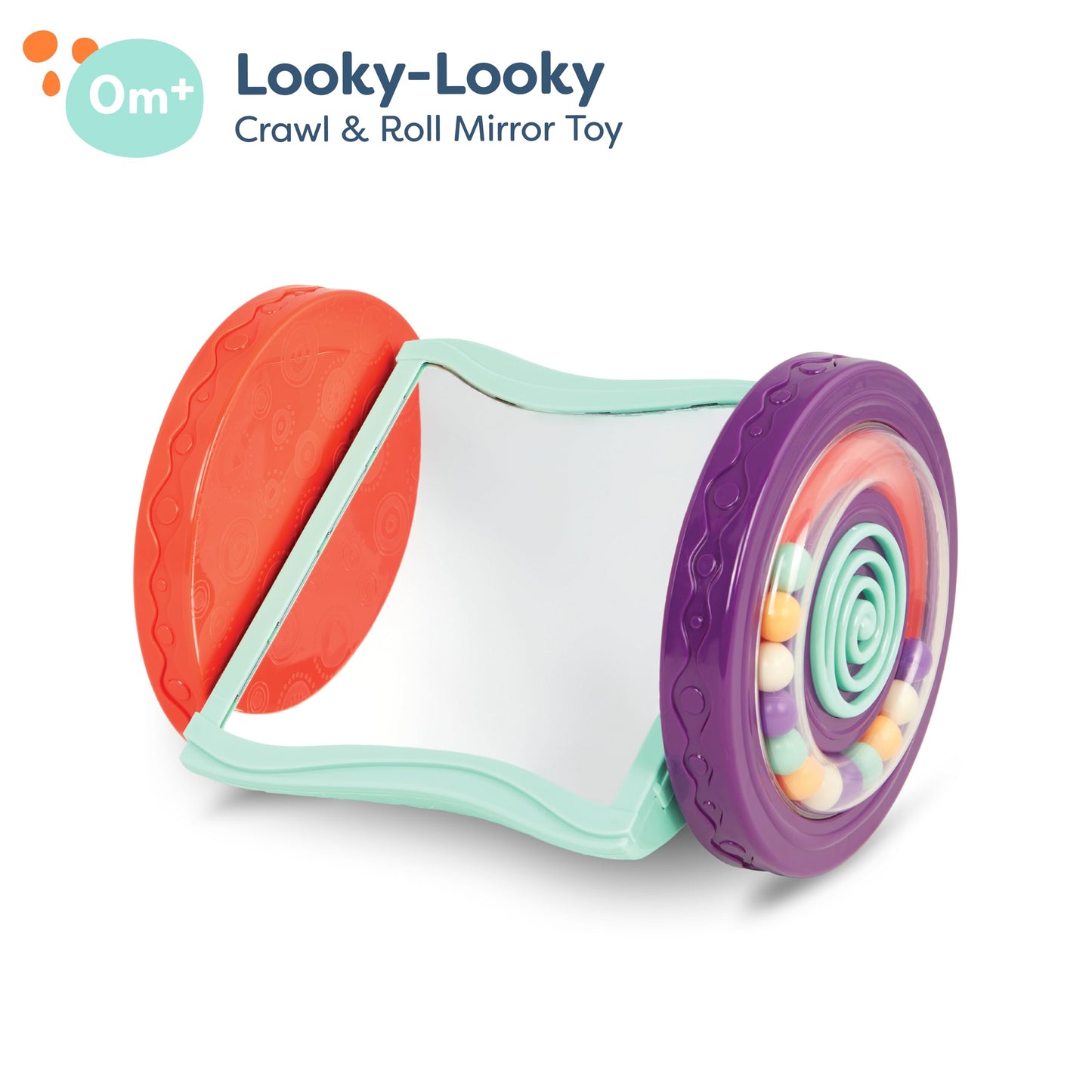 B. toys – Baby Toys Mirror with Rolling Sensory Wheels – Interactive Roly– Poly Mirror for Tummy Time & Crawling – Early Learning for Infant Development – 0+ Months
