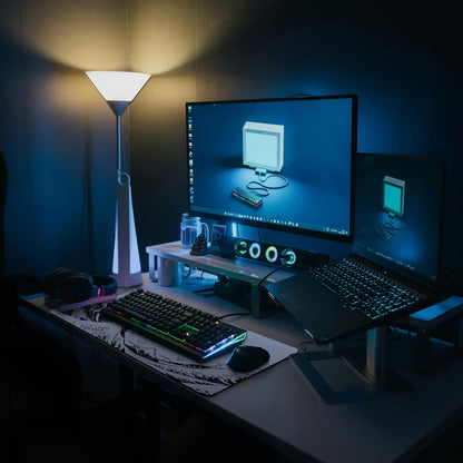 BLITZPAW Long Gaming Mouse Pad 31.5 x 11.8 inches, Extended Anime Mousepad, Large Mouse Mat with Non-Slip Base, Full Keyboard Mat with Stitched Edges for Gaming and Office (Grey White Wave)