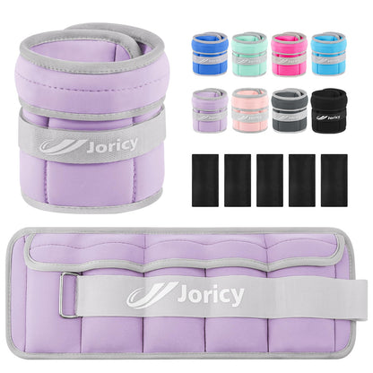 Adjustable Ankle Weights for Women Men Kids 1-5 LBS 1 Pair Wrist Leg Arm Weights with Removable Weight, Strength Training Weight for Jogging, Walking, Running, Fitness, Gym Workout, Purple