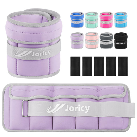 Adjustable Ankle Weights for Women Men Kids 1-5 LBS 1 Pair Wrist Leg Arm Weights with Removable Weight, Strength Training Weight for Jogging, Walking, Running, Fitness, Gym Workout, Purple