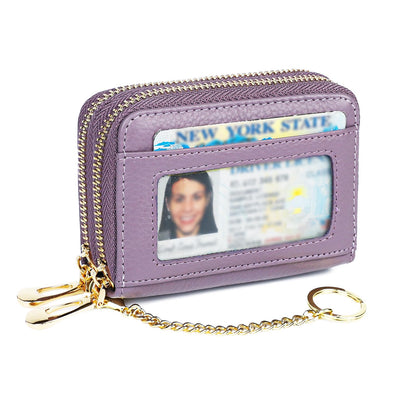 imeetu Rfid Credit Card Holder,Genuine Leather Businese Card Case,Rfid Blocking Wallet for Women & Men(Max - Light purple)