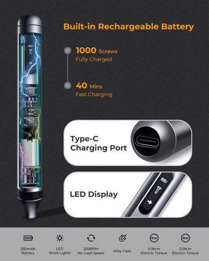 52 in 1 Electric Screwdriver Set,XIAONIAN 3.7V Mini Precision Screwdriver Set with 48 S2 Magnetic Bits,USB-C Charging Cable,LED Light,Small Repair Tool Kit for Phone,Watch,Eyeglasses,PC,Camera,Laptop