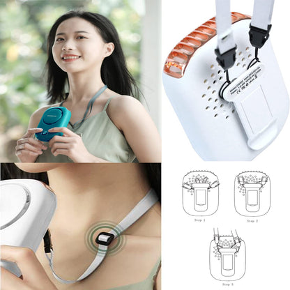 AOCOOLFAN Portable Neck Fan, Mini Small Personal Handheld Fan USB Rechargeable 3 Speed for Girls Boys Woman Eyelash Travel Home Office Outdoor (Blue)