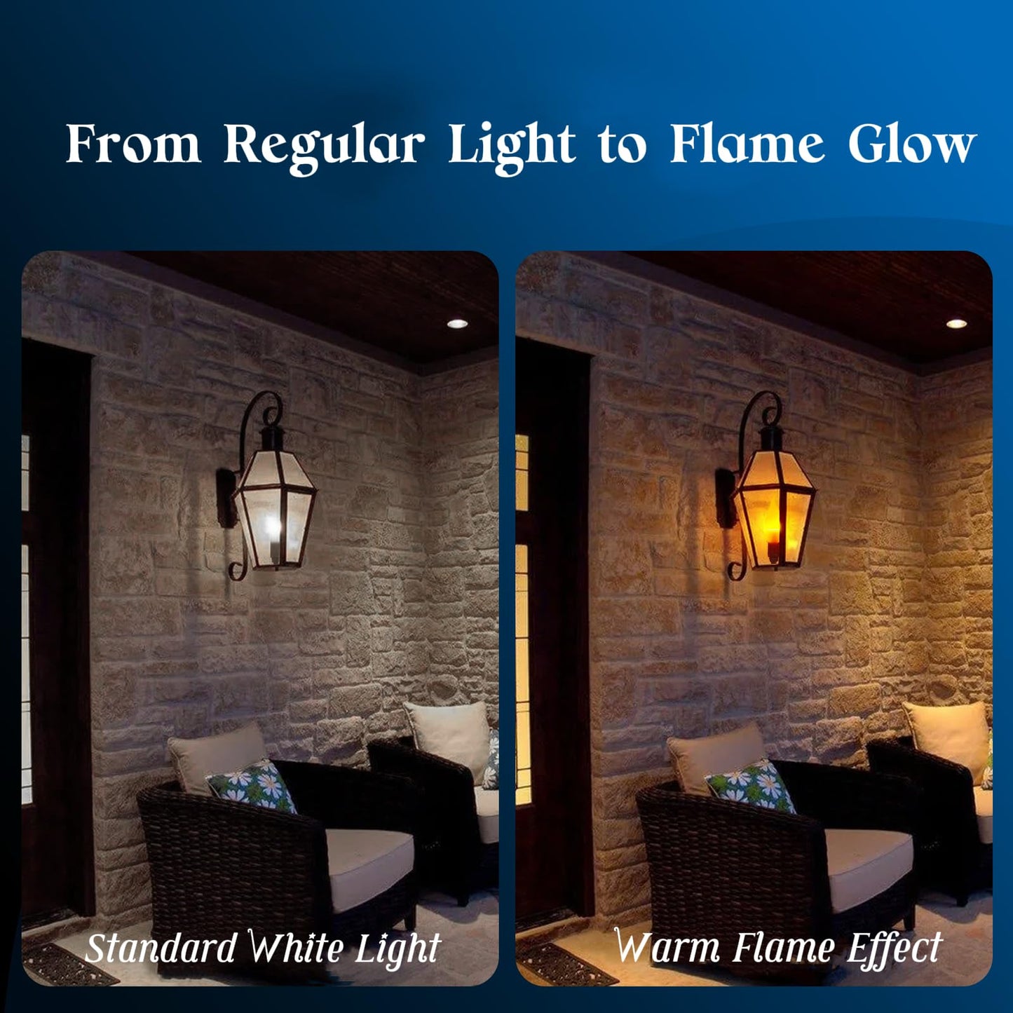 Hompavo 【Upgraded】 LED Flame Light Bulbs, 3 Modes Flickering Light Bulbs, E12 Chandelier Base Candle Fire Light Bulb for Halloween Christmas Party Porch Indoor & Outdoor Home Decoration - 6 Pack