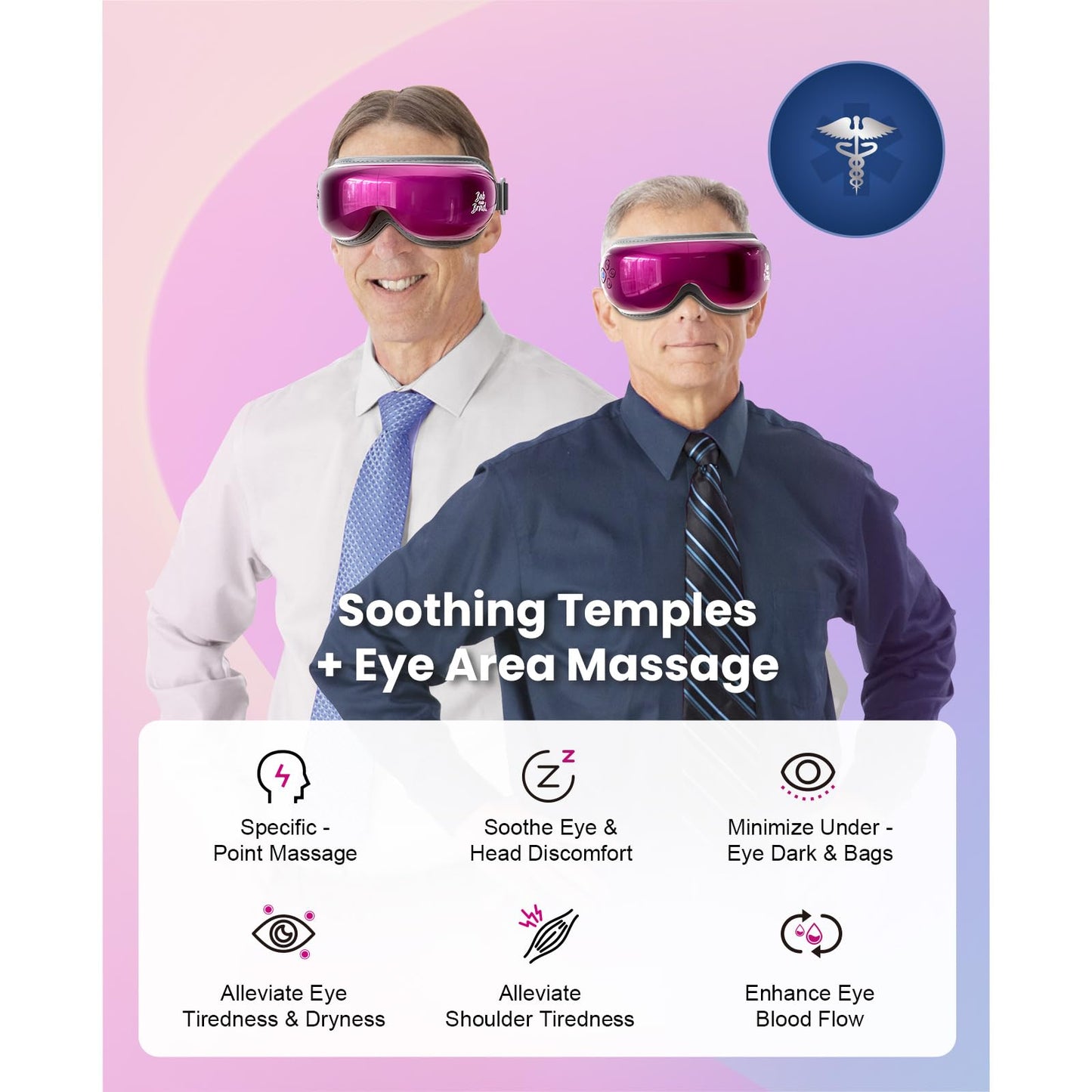 BOB AND BRAD Eye Massager with Heat and Cooling, Birthday Gifts for Women Men Her Him, EyeOasis 3 Eye Mask for Migraines FSA HSA Eligible, Heated Face Massager for Dry Eyes Strain Relief Improve Sleep