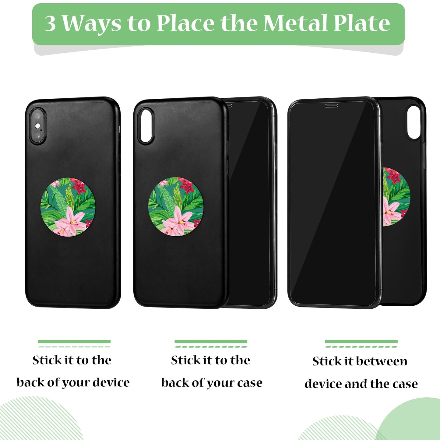 8 Pcs Phone Magnet Car Metal Plate Mount Metal Plate for Cell Holder Magnetic Car Mount Compatible with Magnetic Car Mounts Replacement Sticker(Summer Flower Style)
