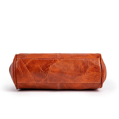 Women Vintage Hollow Handbag Oil Leather Shoulder Crossbody Bag Clutch Satchel Purse with Kiss Lock Closure (black)