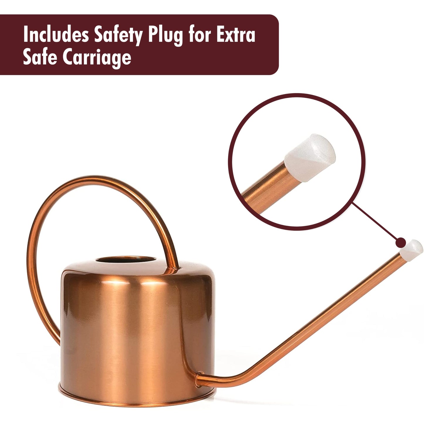 Homarden 60 oz Water Can Metal - Stainless Steel Watering Can with Long Spout for Outdoor and Indoor Plants - Small Watering Jug for Houseplants, Mini Plant Waterer - 5" x 15" x 8" - Copper