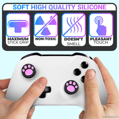 4Pcs Cat Paw Pink Ps5 Thumbstick Grips - Controller Accessories for Ps4, Ps3, Steam Deck, Xbox and Nintendo Switch – Cute Joystick Caps, Anti-Slip Silicone PlayStation 5 Trumb Grip