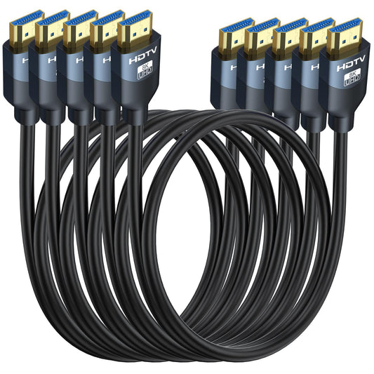 8K HDMI 2.1 Cables 6FT 5-Pack, High Speed HDMI Gaming Monitor Cable for PS5 TV-8K ARC&eARC HDMI Cord-165/180/240Hz, HDCP2.3, 3D/HDR10 for Soundbar, PS5, PS4, TV, Xbox, Roku, Cinema, Computer, Monitor