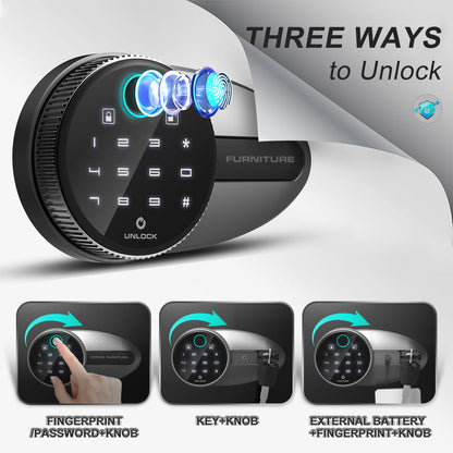 BONANO 0.5 Cub Small Safe Box, Biometric Safe with Backlit Touch Screen Keyapd and Dual Alarm System, Small safes for Home Use Fire and Water Proof Money Valuables Jewelry and Documents