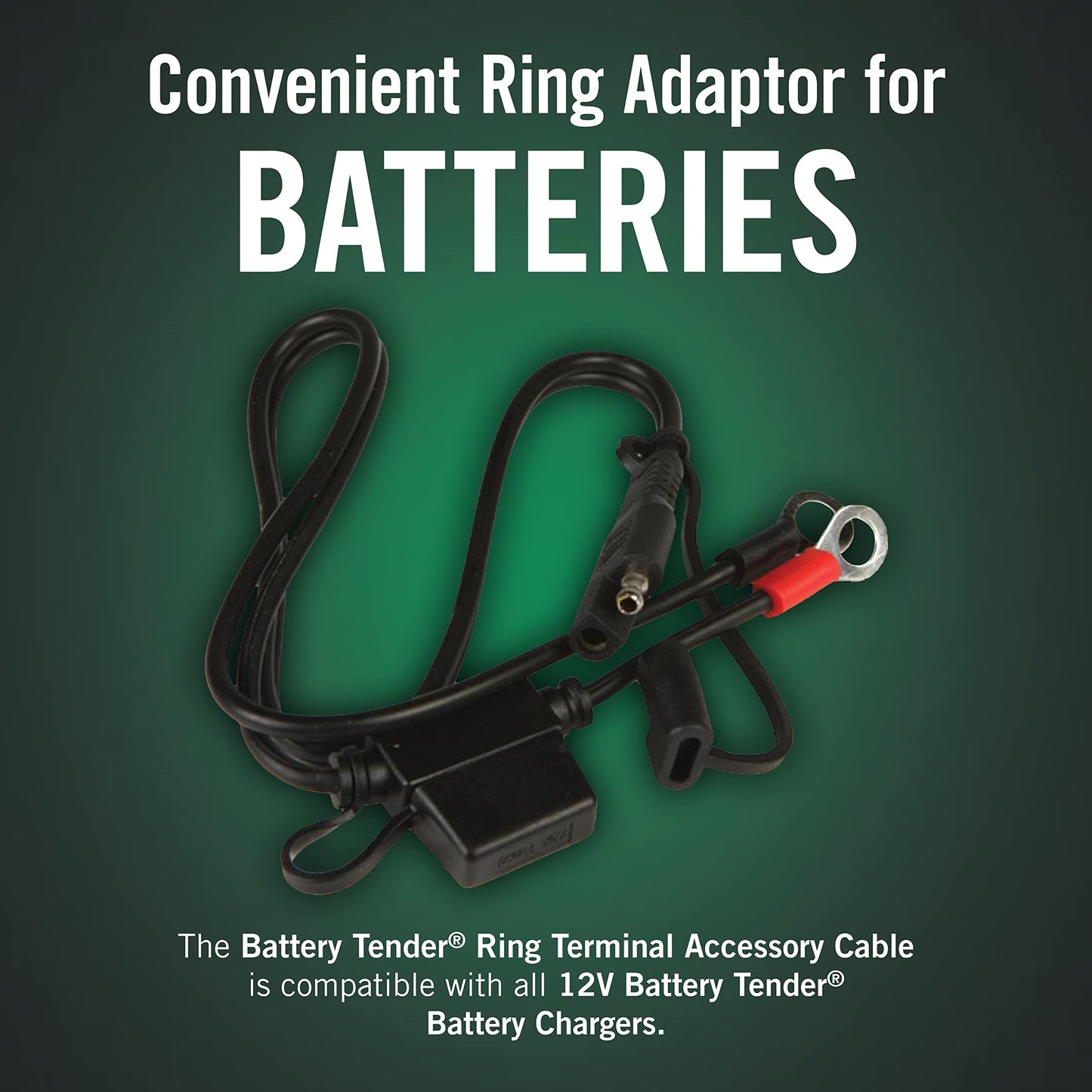 Battery Tender Ring Terminal Harness Accessory Cable - 18 inch Cord Adapter with SAE Quick Disconnect - Easy Quick Convenient for Motorcycles, Cars, ATVs and More - 081-0069-6
