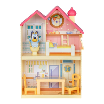 Bluey Mini Home Playset | Compact House Playset with Carry Handle | Three Different Rooms | Kitchen, Bedroom and Bathroom | Includes Figure with 5 Play Pieces