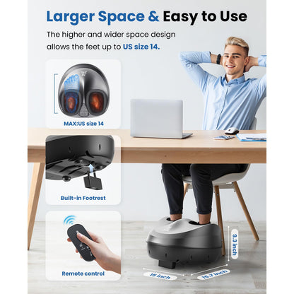 BOB AND BRAD Foot Massager Machine with Heat and Remote-FSA & HSA Eligible, Electric Shiatsu Deep Kneading Foot Massager with 4 Level, Relieve for Plantar Fasciitis and Neuropathy Pain