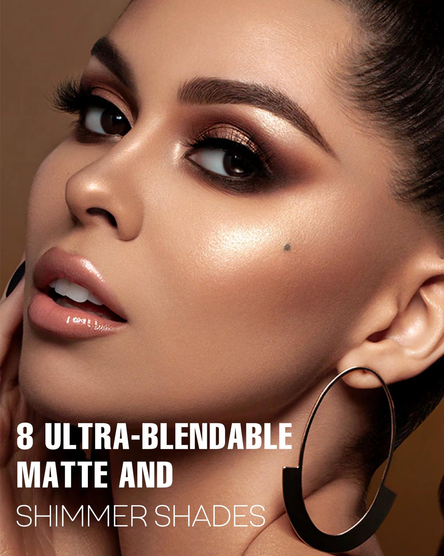 HOOMUSS Black Smoky Eye Shadow Palette 8Color Dark Grey Smokey Eyeshadow for Goth Makeup Black Silver White Gray Shade for Halloween (BlackS)