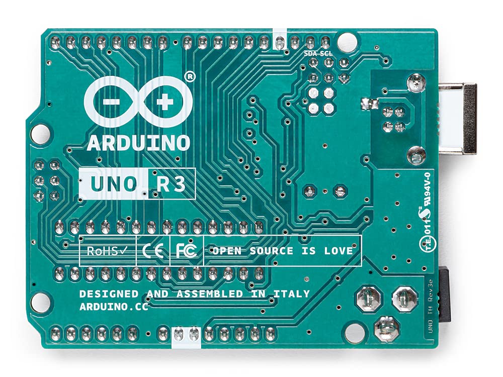 Arduino Uno REV3 [A000066] – ATmega328P Microcontroller, 16MHz, 14 Digital I/O Pins, 6 Analog Inputs, 32KB Flash, USB Connectivity, Compatible with Arduino IDE for DIY Projects and Prototyping